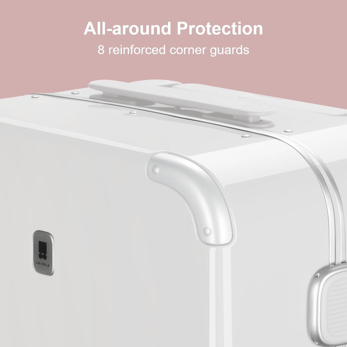 Zipperless Carry on Luggage with Aluminum Frame,20",Off White
