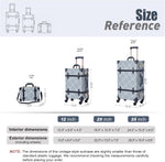 2-Piece Vintage Luggage Set, 26" PU Leather Retro Suitcase with Cosmetic Handbag for Weekend Trips Getaways (26"+12", Grey Plaid)