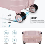 20" Carry on Luggage and 14" Cosmetic Case Set, PP Hardside, Pink