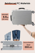 20 Inch Carry on Luggage with Leather Handle,Silver