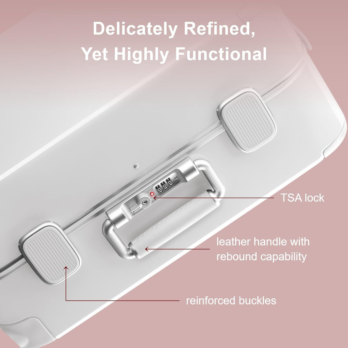 Zipperless Carry on Luggage with Aluminum Frame,20",Off White