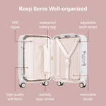 Zipperless Carry on Luggage with Aluminum Frame,20",Off White
