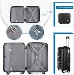 20" Carry on Luggage and 14" Cosmetic Case Set, PP Hardside, Black