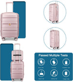 20" Carry on Luggage and 14" Cosmetic Case Set, PP Hardside, Pink