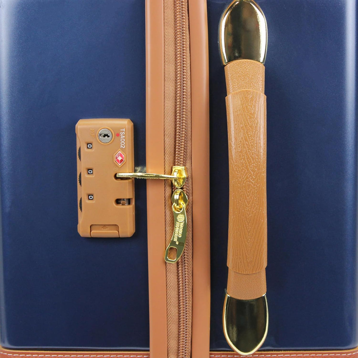 Gatsby Vintage Style 2-Piece Hardside Carry-On Retro Train Case Spinner Luggage Set - Navy