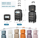 20" Carry on Luggage and 14" Cosmetic Case Set, PP Hardside, Black