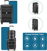 20" Carry on Luggage and 14" Cosmetic Case Set, PP Hardside, Black
