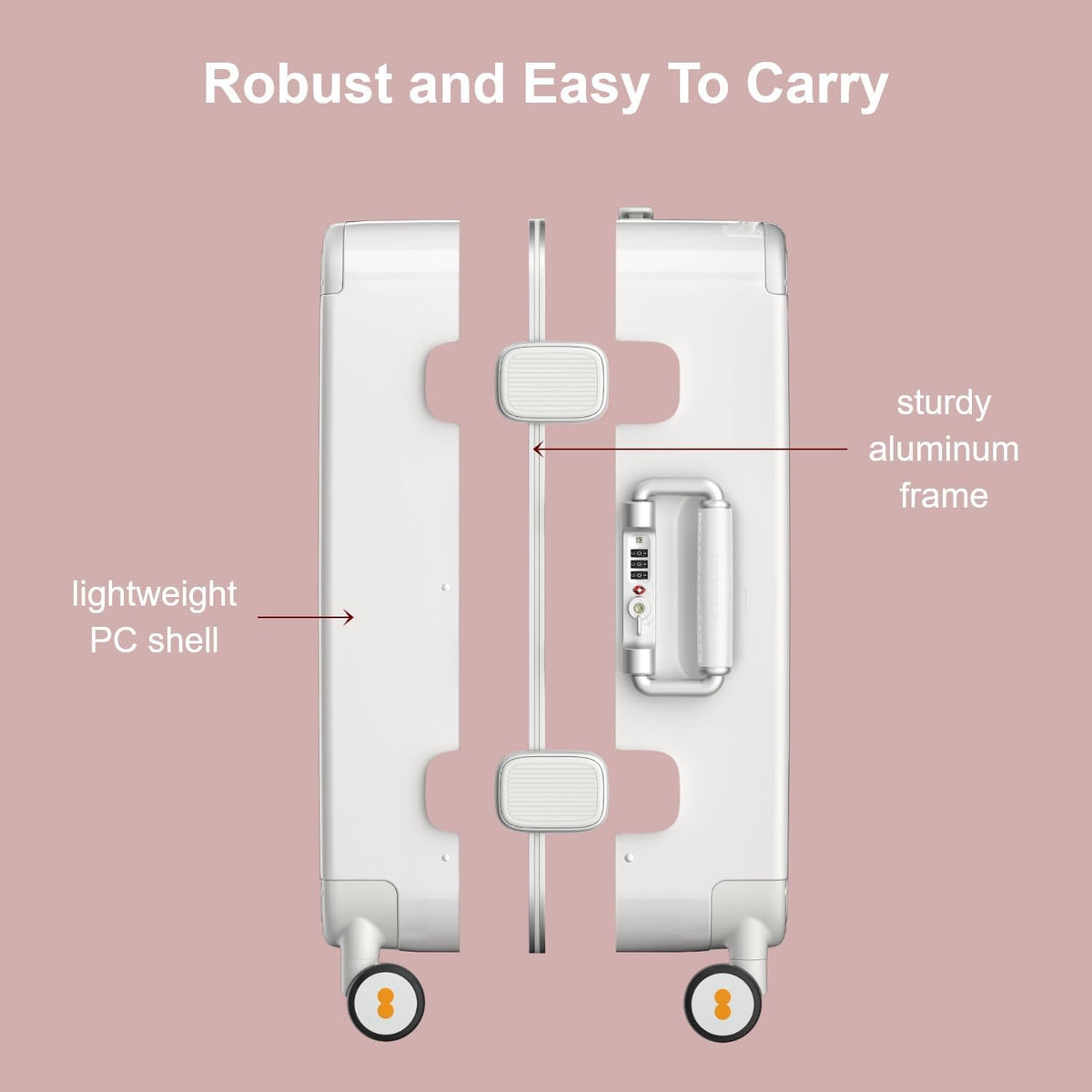Zipperless Carry on Luggage with Aluminum Frame,20",Off White