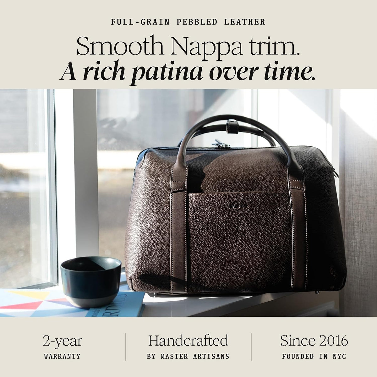 Duffle Suitcase - Carry-On Size - Pebble Leather, Chocolate