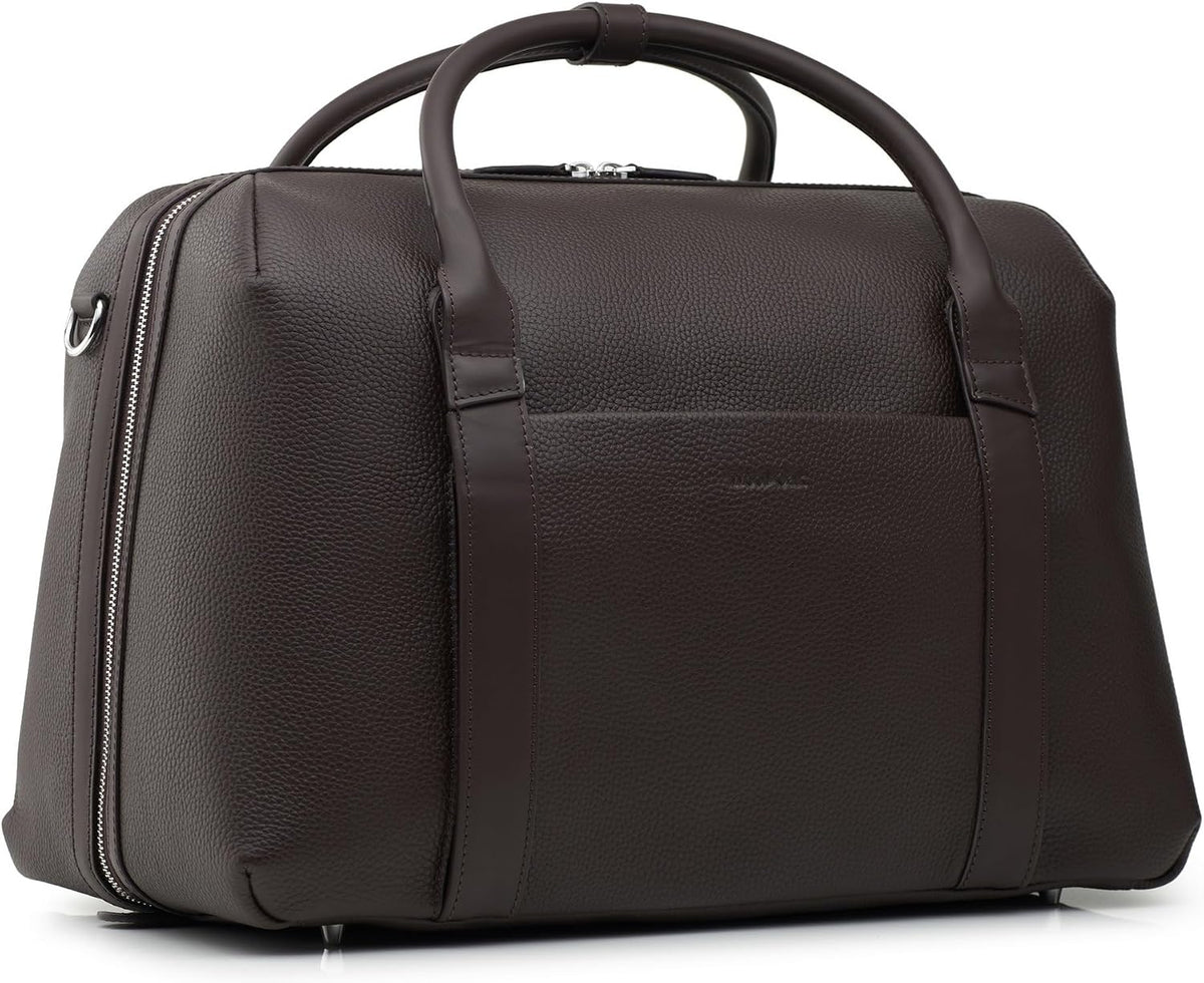Duffle Suitcase - Carry-On Size - Pebble Leather, Chocolate