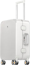 Zipperless Carry on Luggage with Aluminum Frame,20",Off White