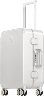 Zipperless Carry on Luggage with Aluminum Frame,20",Off White