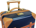 Gatsby Vintage Style 2-Piece Hardside Carry-On Retro Train Case Spinner Luggage Set - Navy