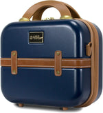 Gatsby Vintage Style 2-Piece Hardside Carry-On Retro Train Case Spinner Luggage Set - Navy