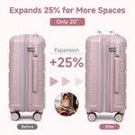 20" Carry on Luggage and 14" Cosmetic Case Set, PP Hardside, Pink