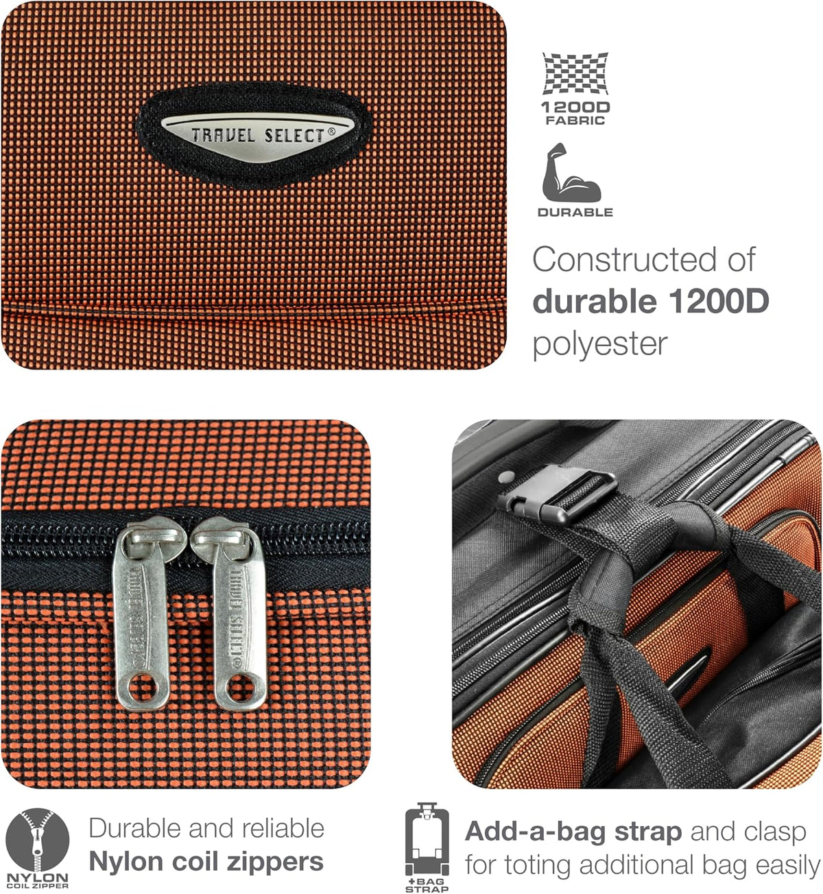 Amsterdam Softside Expandable Luggage with Rolling Wheels, Gray, 2-Piece Set (15/21)