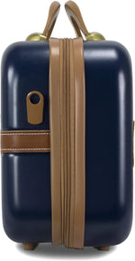 Gatsby Vintage Style 2-Piece Hardside Carry-On Retro Train Case Spinner Luggage Set - Navy