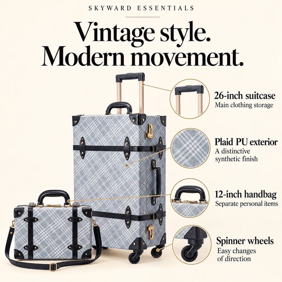 Vintage Luggage & Cosmetic Case — features