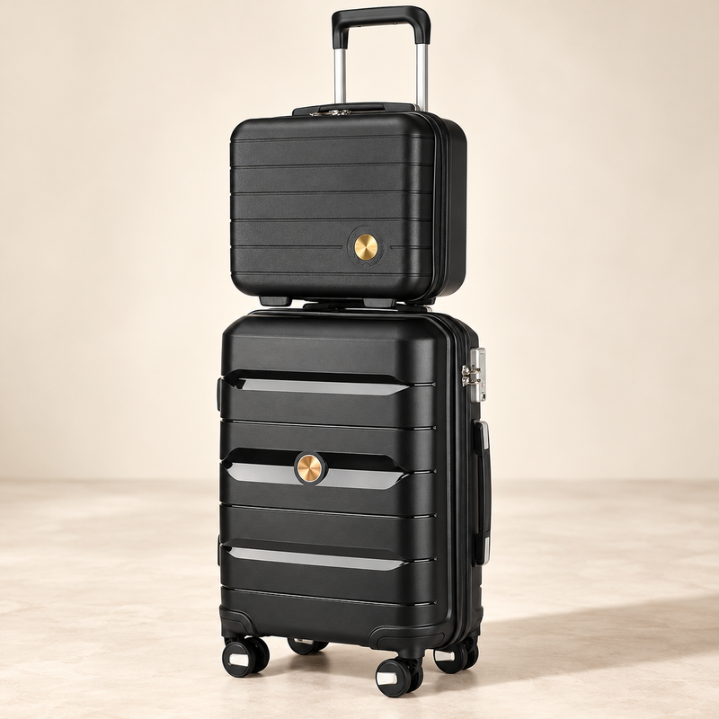 Carry-On & Cosmetic Case Set — Black — studio