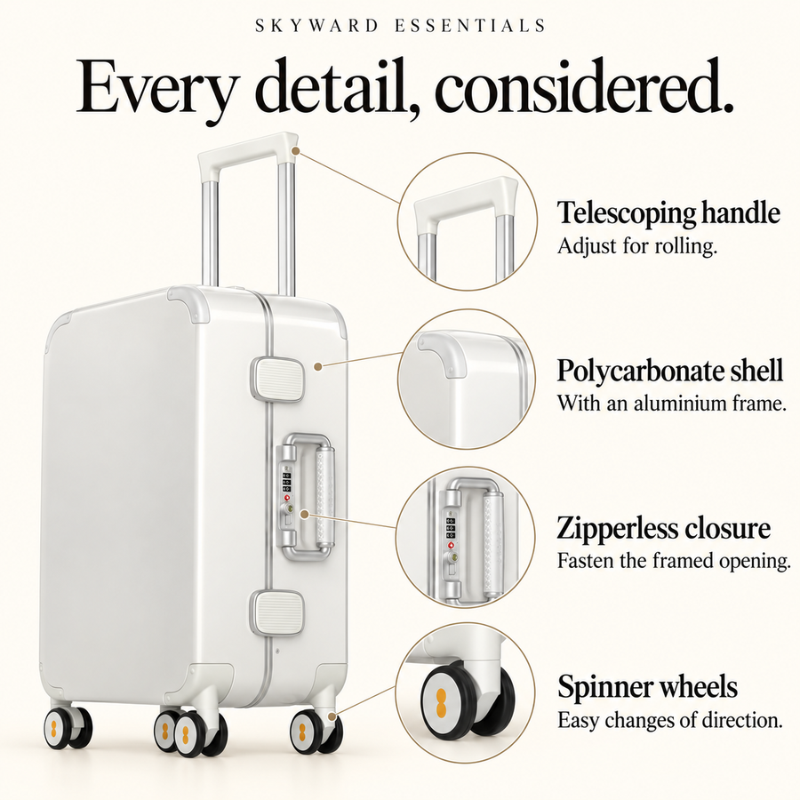 Zipperless Frame Carry-On — Off White — features