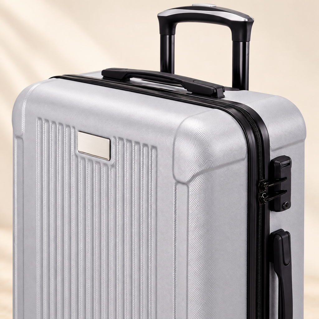 Silver suitcase — detail view