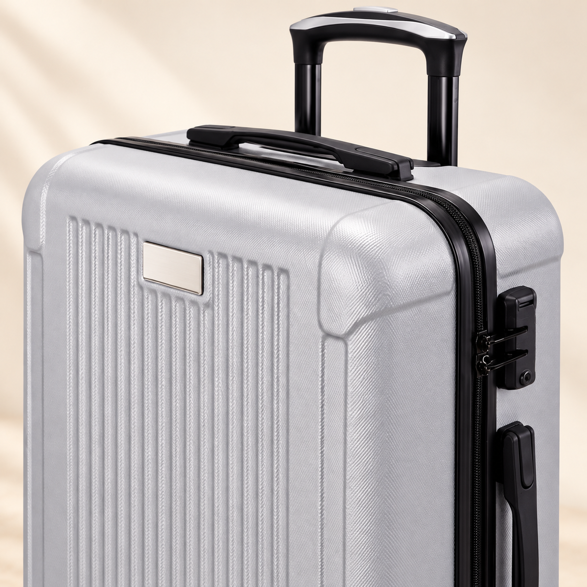 Silver suitcase — detail view